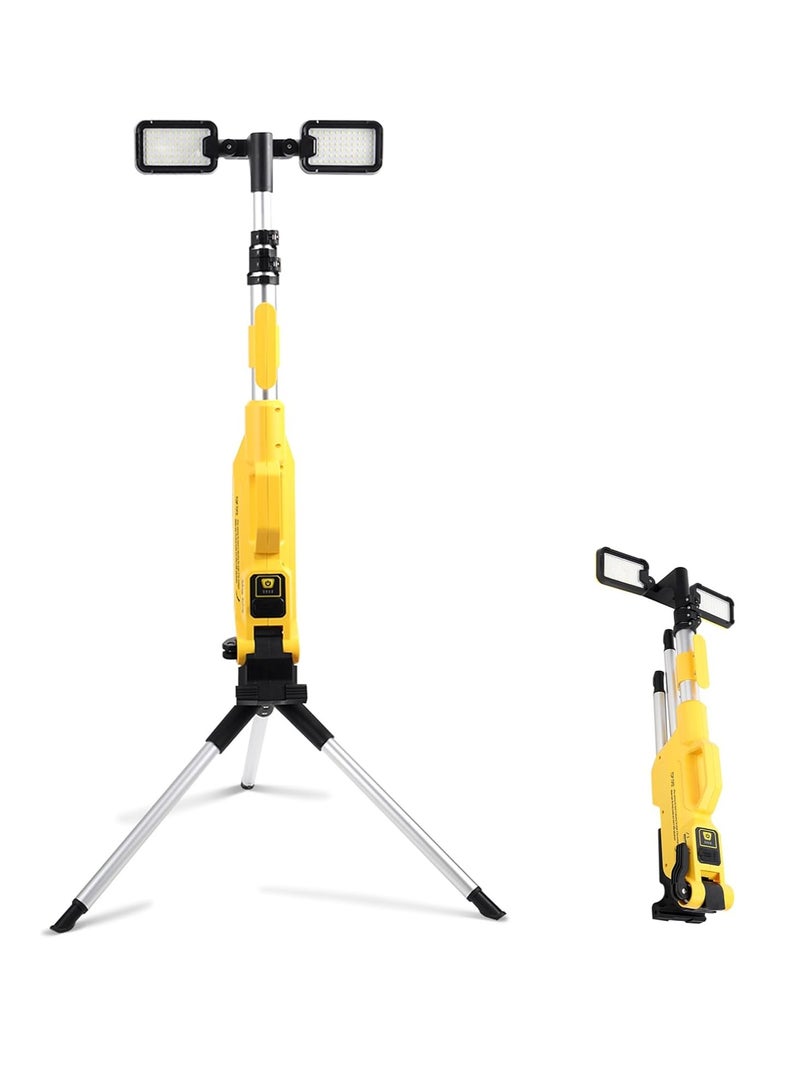 8000 Lumen Rechargeable LED Work Light with Adjustable Tripod Stand | Portable Cordless Floodlight with 2 Powerful 180°/270° Rotating LED Lamps, 4400mAh Battery, USB-C Fast Charging, IP44 Waterproof Outdoor Indoor Job Site Workshop Garage Lighting - Image 1