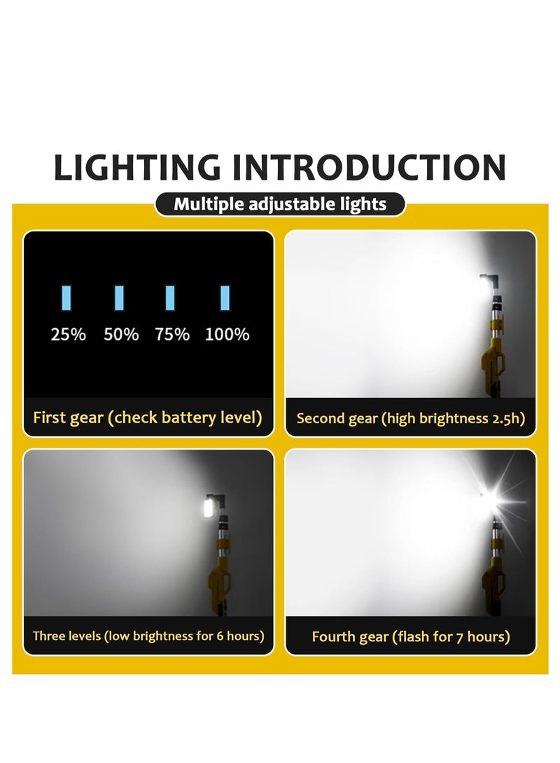 8000 Lumen Rechargeable LED Work Light with Adjustable Tripod Stand | Portable Cordless Floodlight with 2 Powerful 180°/270° Rotating LED Lamps, 4400mAh Battery, USB-C Fast Charging, IP44 Waterproof Outdoor Indoor Job Site Workshop Garage Lighting - Image 5