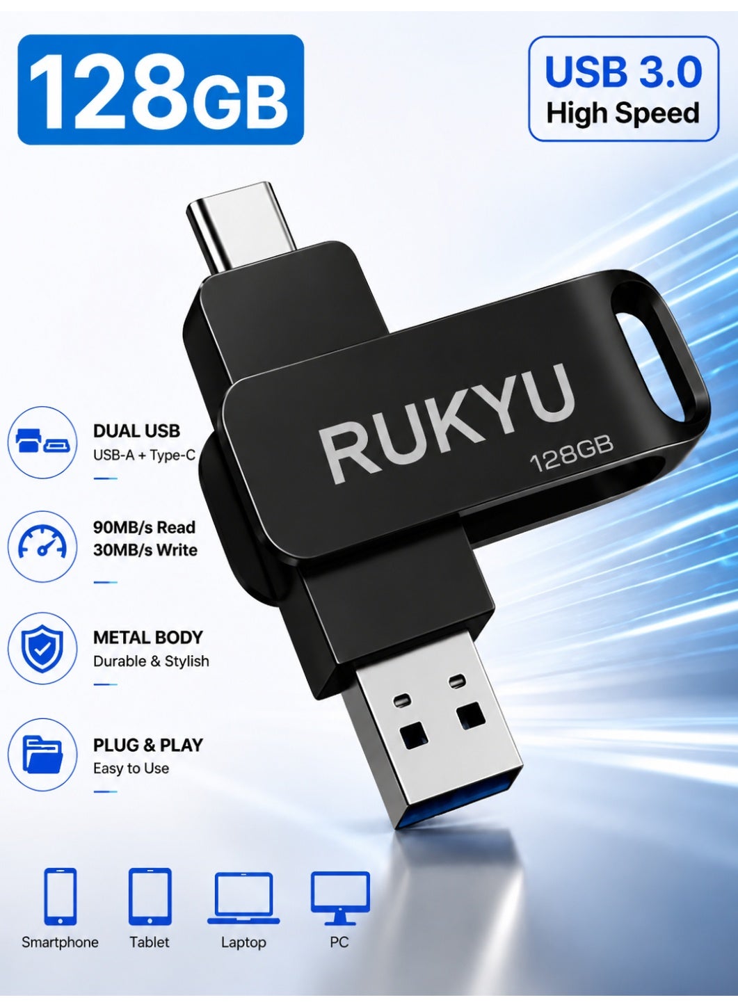 RUKYU RUKYU Usb 3 0 Flash Drive 128GB Z095B52DFCE0D32747ADCZ