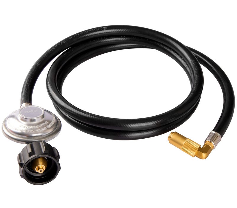 DOZYANT 6 Feet Propane Regulator and Hose with Elbow Adapter for Blackstone 17 inch and 22 inch Table Top Griddle, Replacement Parts Connect to Large 20 Propane Tank - Image 1