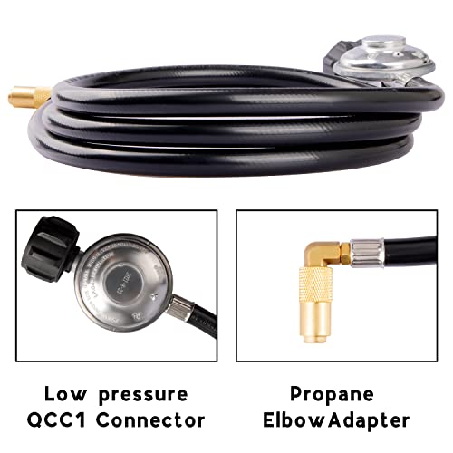 DOZYANT 6 Feet Propane Regulator and Hose with Elbow Adapter for Blackstone 17 inch and 22 inch Table Top Griddle, Replacement Parts Connect to Large 20 Propane Tank - Image 4