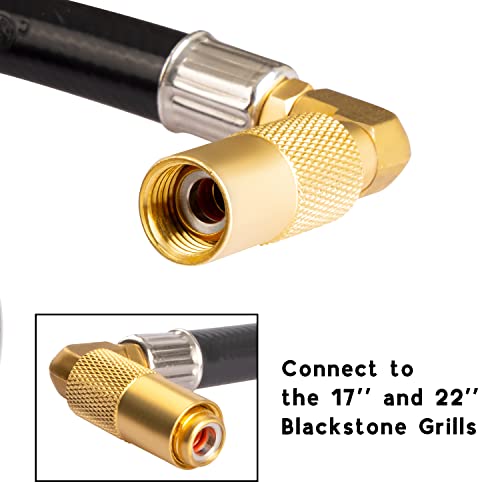 DOZYANT 6 Feet Propane Regulator and Hose with Elbow Adapter for Blackstone 17 inch and 22 inch Table Top Griddle, Replacement Parts Connect to Large 20 Propane Tank - Image 5