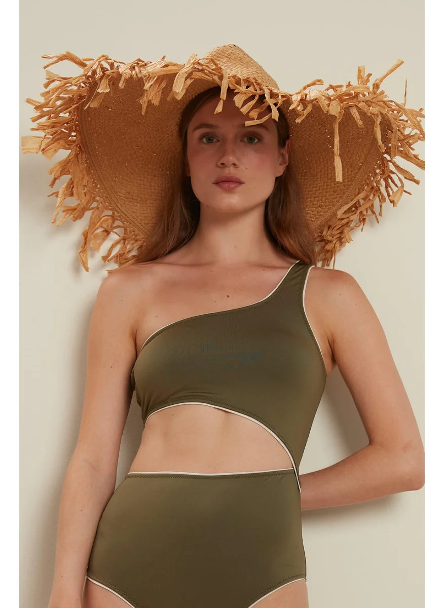 Manuka Piping Detailed Swimsuit Khaki