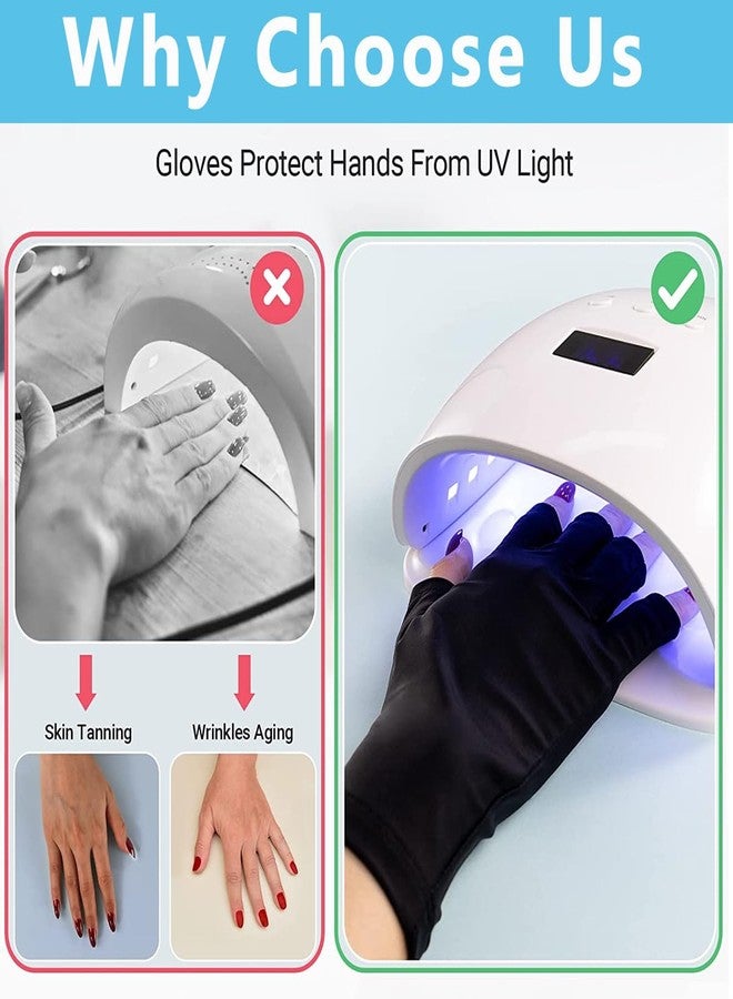 MAYCREATE® Anti UV Gloves for Gel Nail Lamp Professional UPF50+ UV Protection Gloves for Women Manicures Nail Art Skin Care - Stretchy & Fingerless - Image 4
