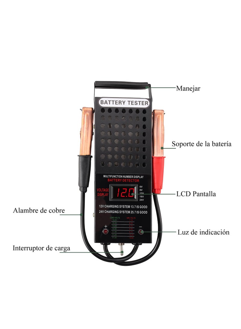 SYOSI Car Battery Tester 6 8 12 16 24V Battery Load Tester Automotive Car Battery Load Tester Battery Charging System Tester and Voltmeter Tester with LCD Display for SUV Cars Golf Motorcycles - Image 4