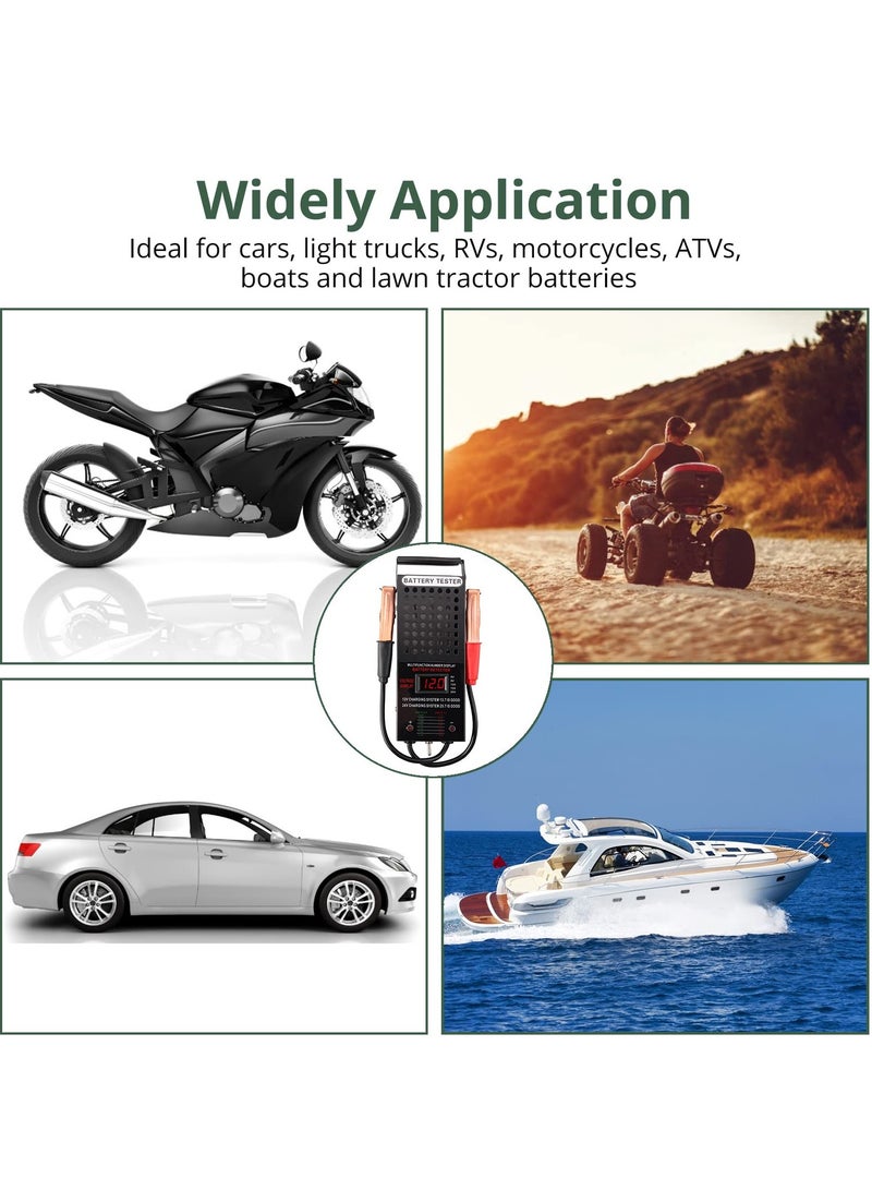 SYOSI Car Battery Tester 6 8 12 16 24V Battery Load Tester Automotive Car Battery Load Tester Battery Charging System Tester and Voltmeter Tester with LCD Display for SUV Cars Golf Motorcycles - Image 5