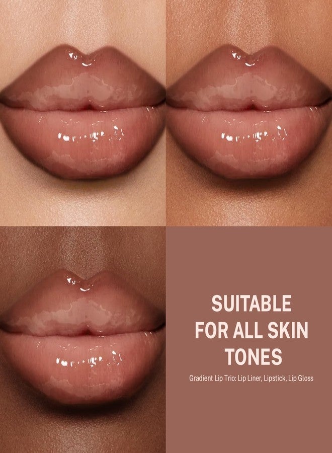 Noerrors 3Pcs Lip Combo Set, Lip Kit with Brown Plumping Lip Liner & Nourishing Lipstick & Nude Glossy Lip Gloss, Long-Lasting, Lightweight, Non-Sticky, Juicy Nude Pink Lip Contour Trio Set for Women - Image 4