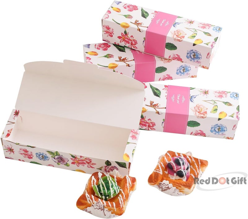 Red Dot Gift® 10pcs  (21.5X7X5)cm Thank You Box Rectangle Cardboard Biscuit Boxes Cookie Packaging Containers Baking Cake Chocolate Storage Party Supplies Wedding Gifts, (Flower Pusha Pink). - Image 5