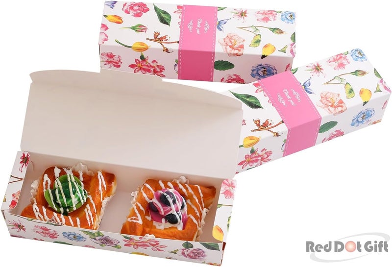 Red Dot Gift® 10pcs  (21.5X7X5)cm Thank You Box Rectangle Cardboard Biscuit Boxes Cookie Packaging Containers Baking Cake Chocolate Storage Party Supplies Wedding Gifts, (Flower Pusha Pink). - Image 4