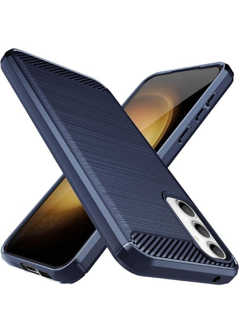 Samsung Galaxy S23 FE Case with Brushed Carbon Fiber Texture, Fashion Shock-Absorption Anti-Drop Flexible TPU Bumper Soft Rubber Protective Phone Case Cove for Samsung Galaxy S23 FE 2023, Blue