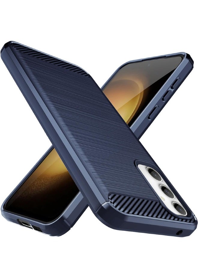 RUGGED SHIELD Samsung Galaxy S23 FE Case with Brushed Carbon Fiber Texture, Fashion Shock-Absorption Anti-Drop Flexible TPU Bumper Soft Rubber Protective Phone Case Cove for Samsung Galaxy S23 FE 2023, Blue  - Image 1