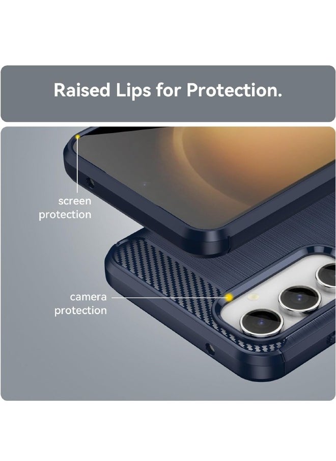 RUGGED SHIELD Samsung Galaxy S23 FE Case with Brushed Carbon Fiber Texture, Fashion Shock-Absorption Anti-Drop Flexible TPU Bumper Soft Rubber Protective Phone Case Cove for Samsung Galaxy S23 FE 2023, Blue  - Image 4