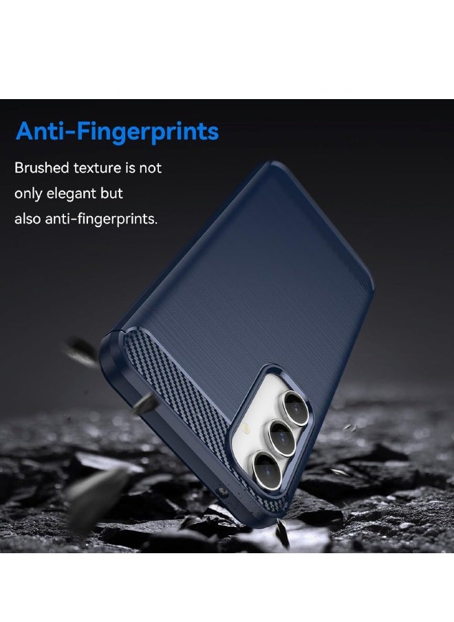 RUGGED SHIELD Samsung Galaxy S23 FE Case with Brushed Carbon Fiber Texture, Fashion Shock-Absorption Anti-Drop Flexible TPU Bumper Soft Rubber Protective Phone Case Cove for Samsung Galaxy S23 FE 2023, Blue  - Image 2