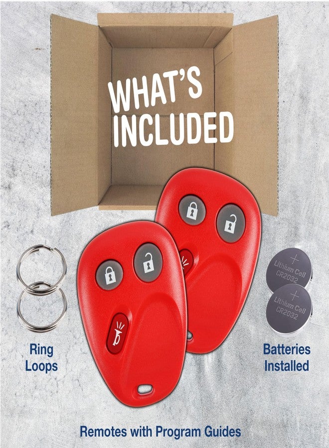 كي ليس اوبشن مفتاح بديل من KeylessOption لسيارات شيفروليه سيلفرادو، سابربان، تاهو، جي إم سي سييرا، يوكون، كاديلاك إسكاليد، وهامر H2 موديلات 2003-2007، جهاز تحكم عن بعد بدون مفتاح، 3 أزرار، LHJ011، أحمر - عبوة من قطعتين - Image 3