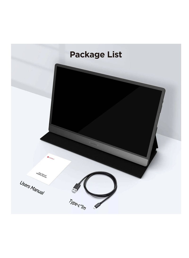 KOORUI 15.6-Inch IPS FHD Portable Monitor, Retina Display, 60Hz Refresh Rate, 5ms Response Time, 16:9 Aspect Ratio, Built-In Dual Speaker, Type-C & Mini HDMI Inputs, Black | 15B1  - Image 2