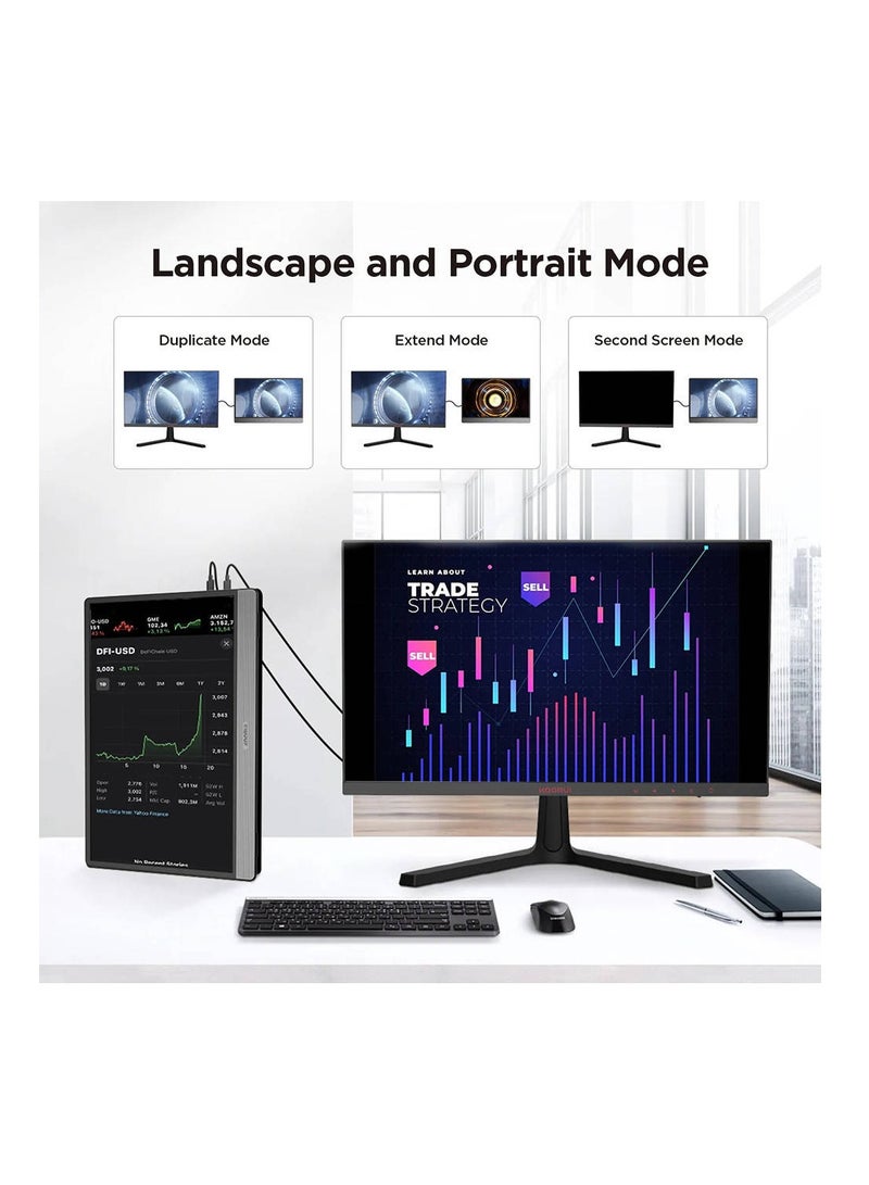 KOORUI 15.6-Inch IPS FHD Portable Monitor, Retina Display, 60Hz Refresh Rate, 5ms Response Time, 16:9 Aspect Ratio, Built-In Dual Speaker, Type-C & Mini HDMI Inputs, Black | 15B1  - Image 3