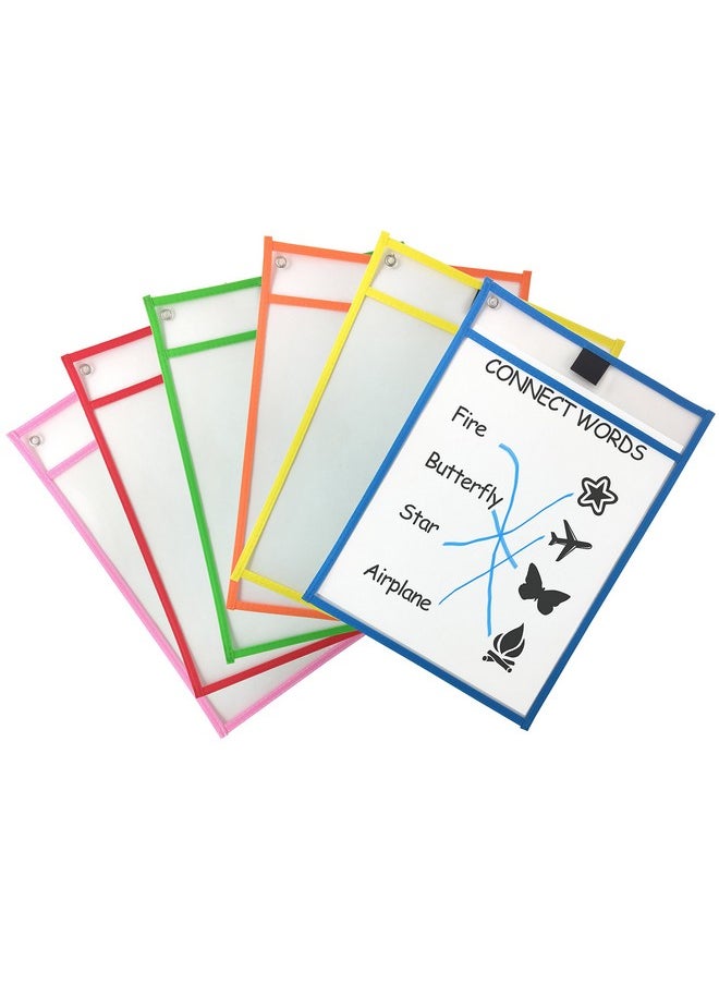 Clipco Dry Erase Pocket Sleeves Assorted Colors (6Pack)  - Image 1