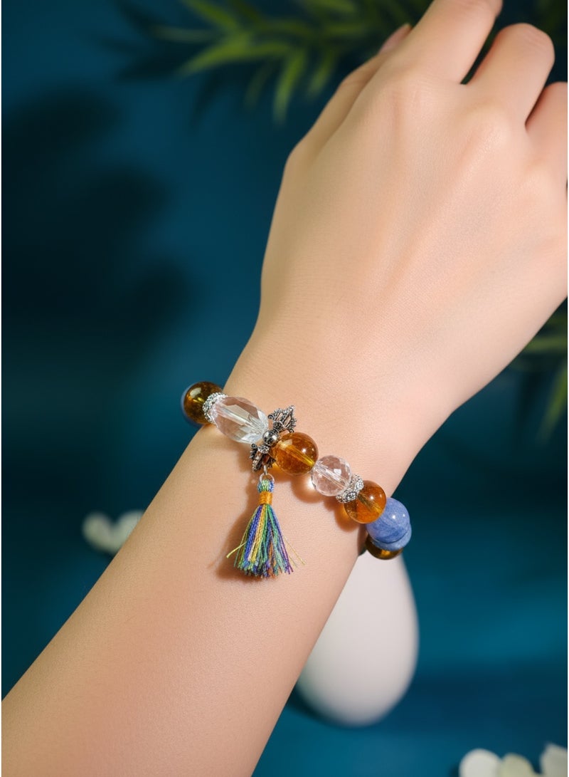 تشوميل سوار بوهيمي فاخر مُصمم حسب الطلب، مُرصّع بخرز كريستالي ملون | مجوهرات نسائية راقية، مثالية للارتداء اليومي البوهيمي الأنيق والهدايا الراقية (15-16 سم) - Image 3