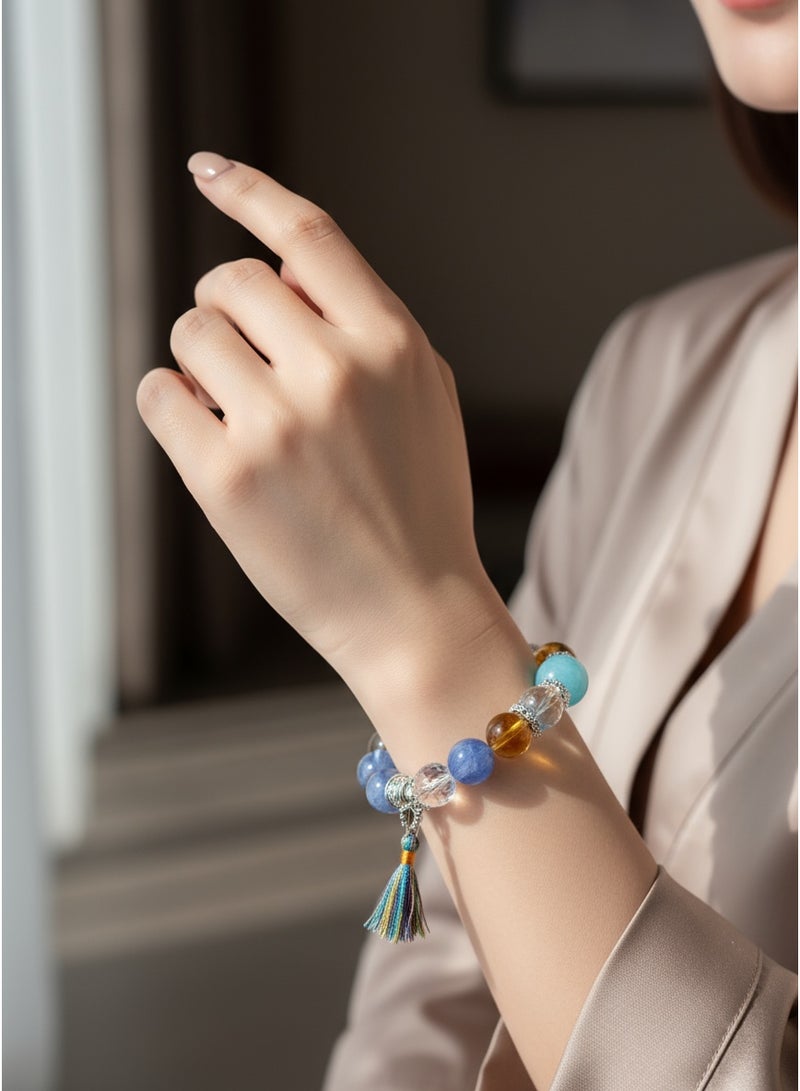 تشوميل سوار بوهيمي فاخر مُصمم حسب الطلب، مُرصّع بخرز كريستالي ملون | مجوهرات نسائية راقية، مثالية للارتداء اليومي البوهيمي الأنيق والهدايا الراقية (15-16 سم) - Image 4