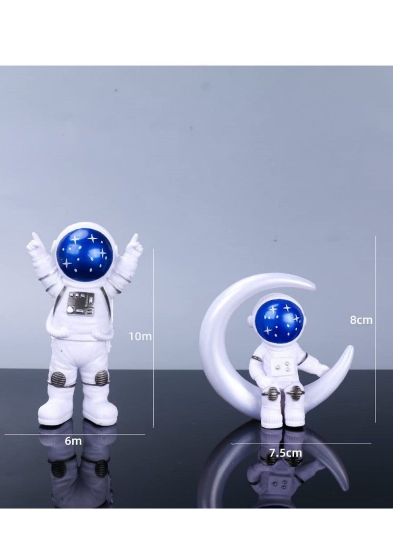 7 PCS Miniature Astronaut Decorations Space Cake Decoration Space Theme Desktop Spaceman Statues for Outer Space Birthday Cupcake Decoration Spaceman Astronaut Theme Party Decors Starry Blue - Image 4