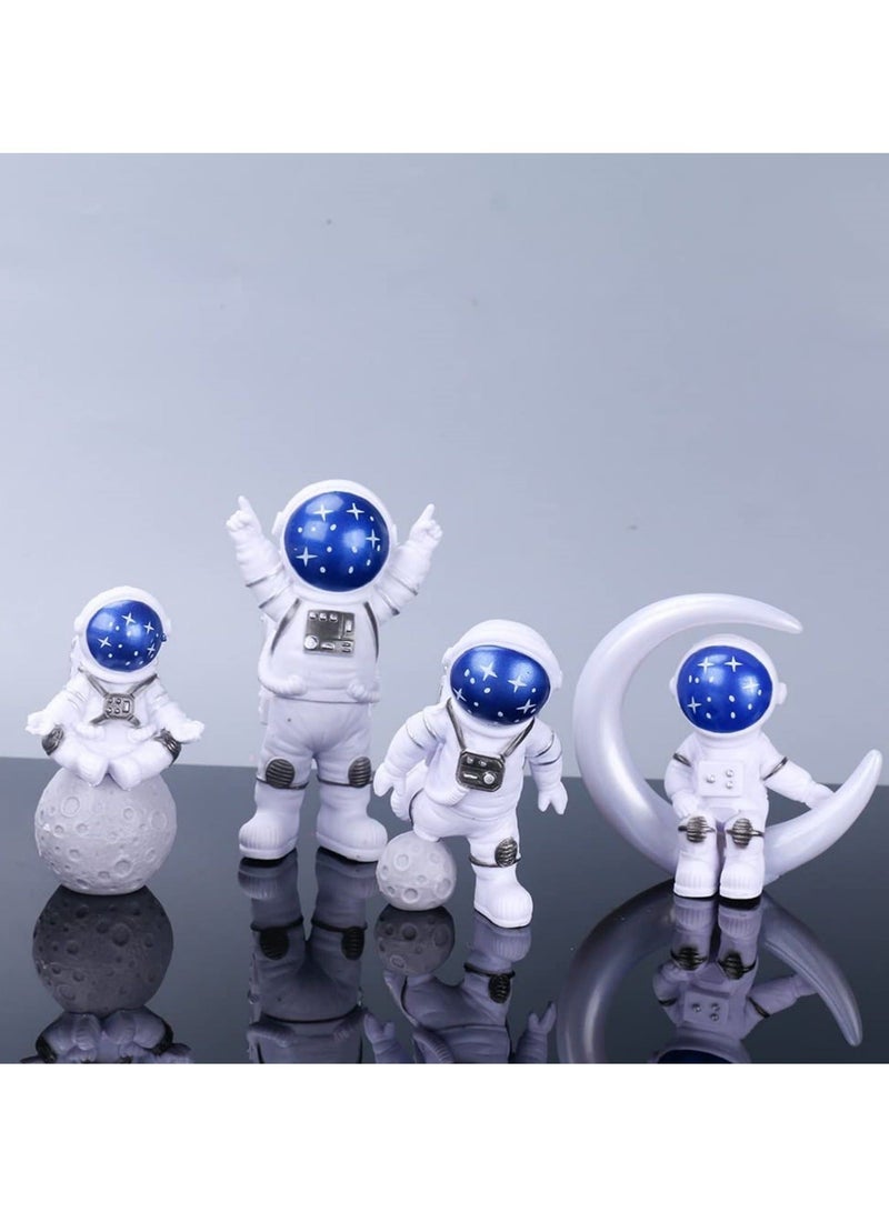 7 PCS Miniature Astronaut Decorations Space Cake Decoration Space Theme Desktop Spaceman Statues for Outer Space Birthday Cupcake Decoration Spaceman Astronaut Theme Party Decors Starry Blue - Image 2