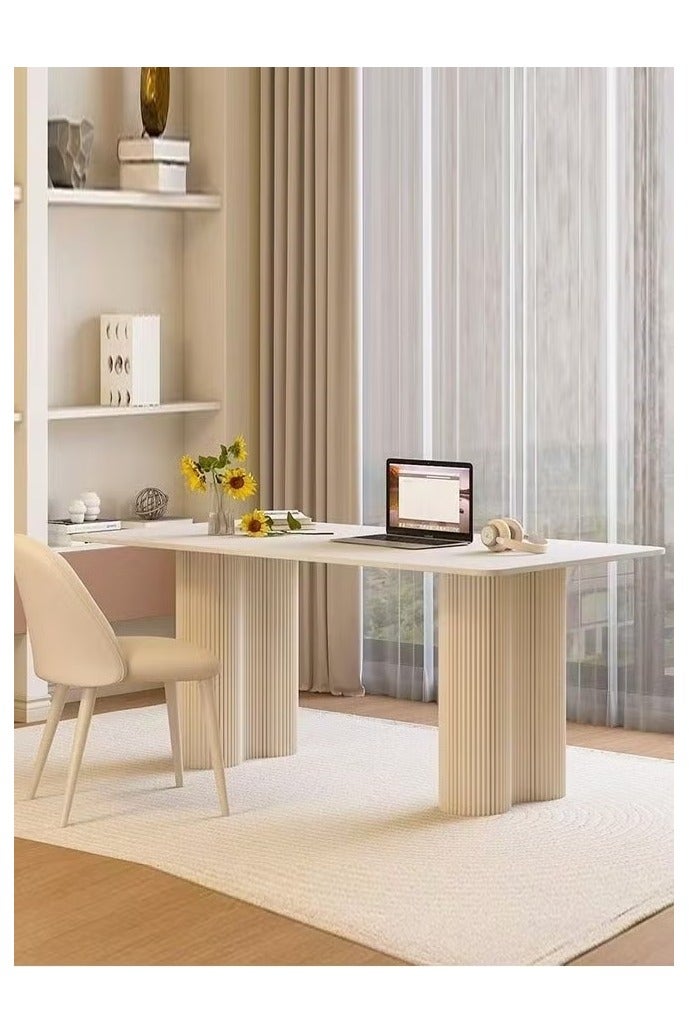 رافين طاولة طعام عصرية من لوح صخري مع قاعدة قوية من الفولاذ الكربوني، تصميم مستطيل بسيط، سطح متين مقاوم للخدش، مقاوم للحرارة والبقع، أثاث أنيق عصري لغرفة الطعام أو المكتب أو قاعة الاجتماعات أو غرفة المعيشة، ‎120x60x75 سم‎ - Image 2