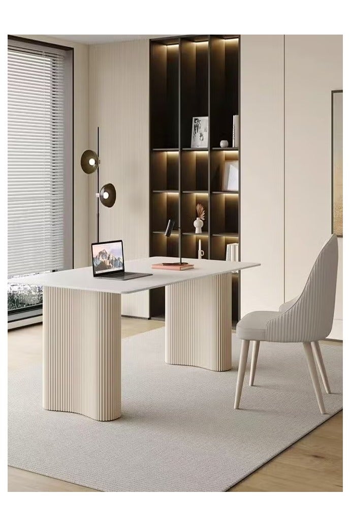 رافين طاولة طعام عصرية من لوح صخري مع قاعدة قوية من الفولاذ الكربوني، تصميم مستطيل بسيط، سطح متين مقاوم للخدش، مقاوم للحرارة والبقع، أثاث أنيق عصري لغرفة الطعام أو المكتب أو قاعة الاجتماعات أو غرفة المعيشة، ‎120x60x75 سم‎ - Image 5