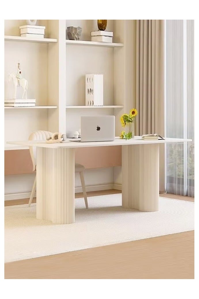 رافين طاولة طعام عصرية من لوح صخري مع قاعدة قوية من الفولاذ الكربوني، تصميم مستطيل بسيط، سطح متين مقاوم للخدش، مقاوم للحرارة والبقع، أثاث أنيق عصري لغرفة الطعام أو المكتب أو قاعة الاجتماعات أو غرفة المعيشة، ‎120x60x75 سم‎ - Image 3