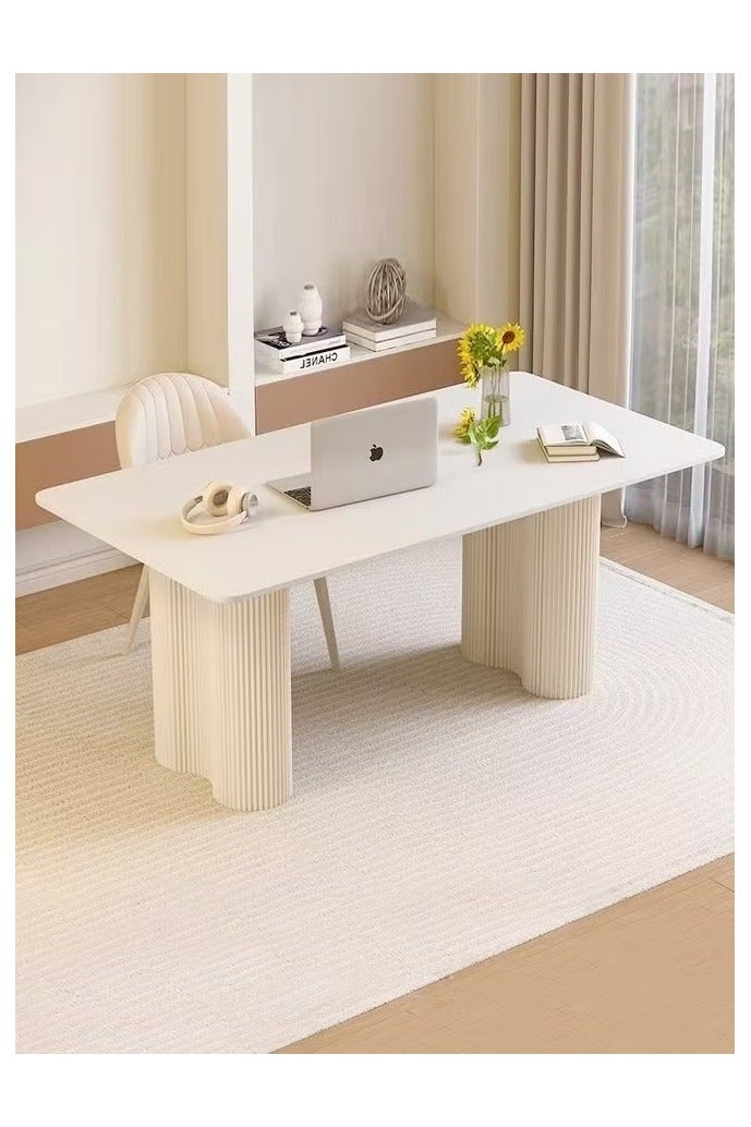 رافين طاولة طعام عصرية من لوح صخري مع قاعدة قوية من الفولاذ الكربوني، تصميم مستطيل بسيط، سطح متين مقاوم للخدش، مقاوم للحرارة والبقع، أثاث أنيق عصري لغرفة الطعام أو المكتب أو قاعة الاجتماعات أو غرفة المعيشة، ‎120x60x75 سم‎ - Image 1