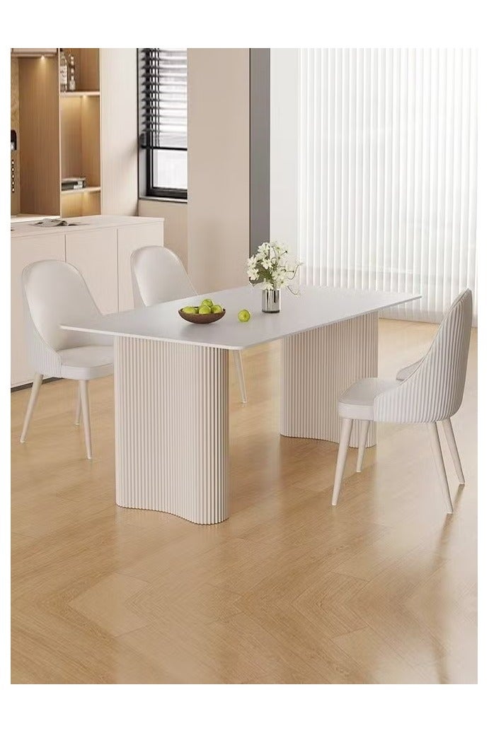 رافين طاولة طعام عصرية من لوح صخري مع قاعدة قوية من الفولاذ الكربوني، تصميم مستطيل بسيط، سطح متين مقاوم للخدش، مقاوم للحرارة والبقع، أثاث أنيق عصري لغرفة الطعام أو المكتب أو قاعة الاجتماعات أو غرفة المعيشة، ‎120x60x75 سم‎ - Image 4