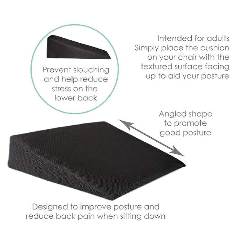 The White Willow The White Willow Memory Foam Wedge Pillow for Leg Hip Back Pain Relief Back SupportPregnancy Maternity Pillow Ideal for Car Office ChairWheel Chair 155 L x 145 W x 43 H Black  - Image 4