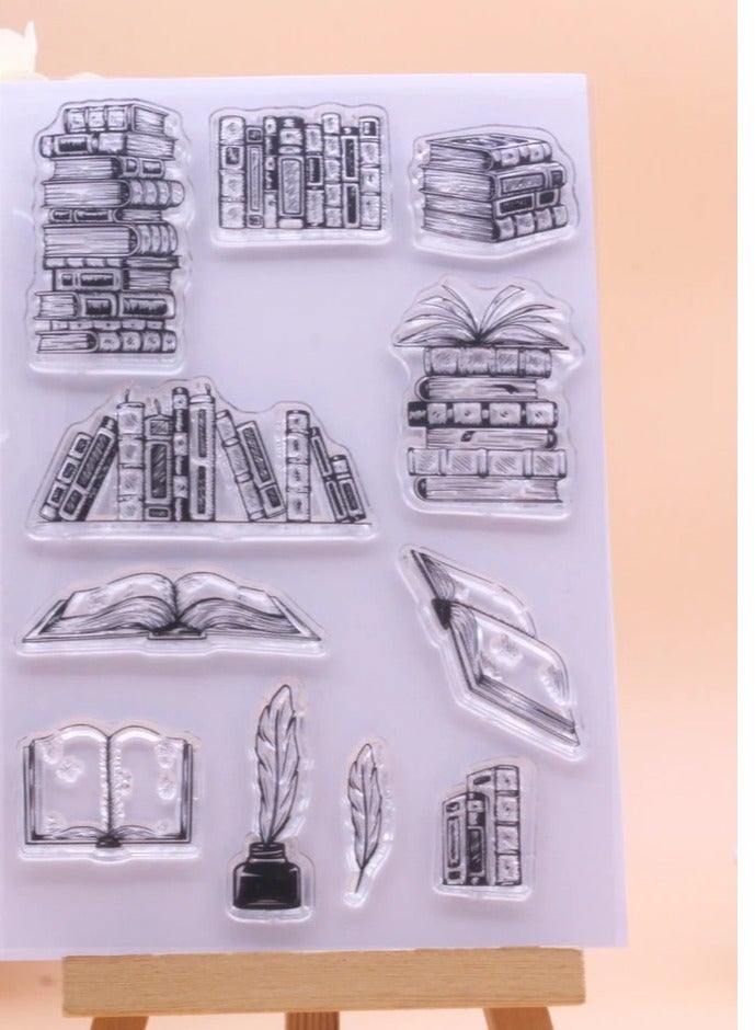 DIY Book Library Clear Stamps Clear Silicone Rubber Stamps for Card Holder Paper Albums - Image 2