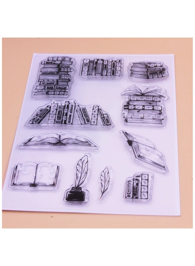 DIY Book Library Clear Stamps Clear Silicone Rubber Stamps for Card Holder Paper Albums - Image 4