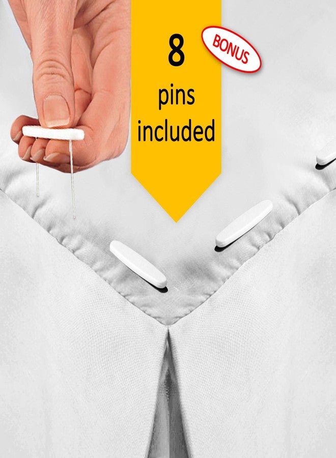 كلارا كلارك تنورة سرير كلارا كلارك مطوية - طول 14 بوصة - كشكشة غبار فاخرة من الألياف الدقيقة - تتضمن 8 دبابيس، مقاس كوين، أزرق داكن - Image 5