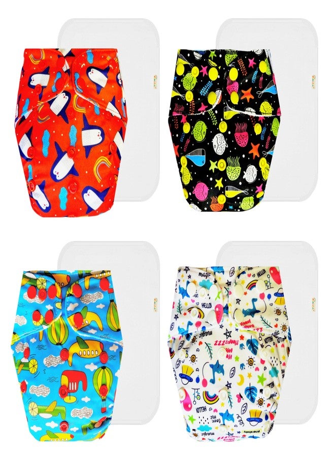 Dumbledo Premium Cloth Diaper with Cotton Insert (Pack of 4) | Hypoallergenic | Leakproof | Easy to Clean | Worry-Free Diapering | 3 Months - 3 Years | Unisex Baby - Image 1