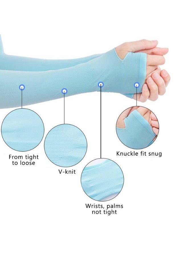 Sunscreen Ice Sleeves Summer Outdoor Sleeves Women's Sunscreen Sleeves Men's Cycling Arm Sleeves Summer Ice Silk Sleeves Two pairs(Gray+Skin) - Image 4