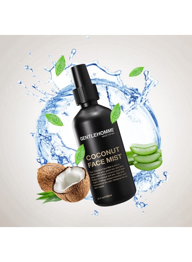GENTLEHOMME Hyaluronic Acid & Aloe Coconut Face Mist For Men - Hydrating & Refreshing Green Tea & Rose Water Facial Mist For All Skin Types - Day & Night Mens Calming Facial Toner 3.4 Fl Oz - Image 4