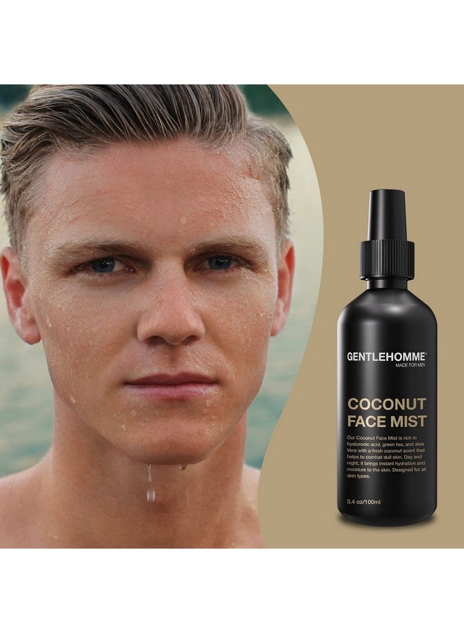 GENTLEHOMME Hyaluronic Acid & Aloe Coconut Face Mist For Men - Hydrating & Refreshing Green Tea & Rose Water Facial Mist For All Skin Types - Day & Night Mens Calming Facial Toner 3.4 Fl Oz - Image 5
