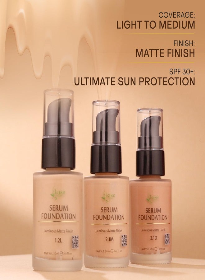Lass Natural Serum Foundation, Luminous Matte Finish Aqua Base, With SPF 30+, Hyaluronic Acid & Salicylic Acid 0.15%, No Sillicons & Paraben, No Artificial Color, 1.2 Light - 30ml - Image 3