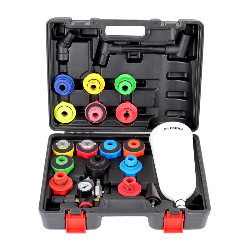 BILITOOLS Oil Funnel Kit for Engine Oil Change Automotive Funnel Set with 15 Adapters OneHand Operation NoSpill Design for Most Vehicles