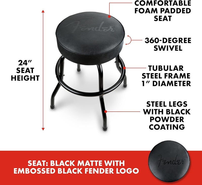 Fender Embossed Logo Barstool - Black 24in - Image 2