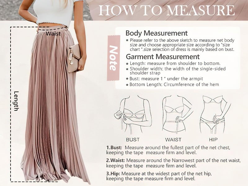 ebossy Women's High Waist Flowy Pleated Chiffon Maxi Skirt (Medium, Pink) - Image 4