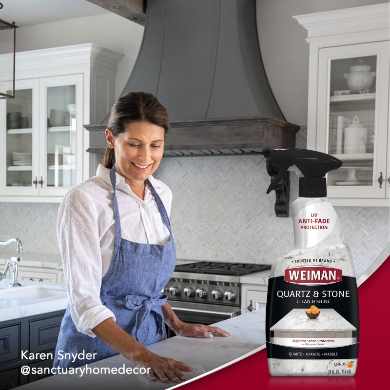 Weiman منظف وملمع أسطح الكوارتز من ويمن - 24 أونصة - نظف واملس أسطح الكوارتز والجزر والأسطح الحجرية مع حماية من الأشعة فوق البنفسجية - Image 5