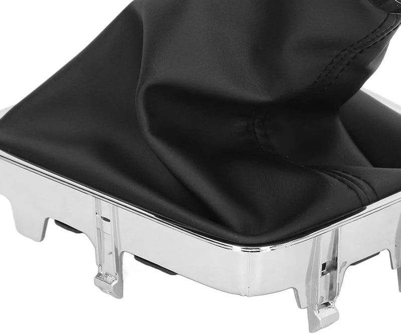 Gear Shift Knob Boot Set, 5 Speed PVC Leather Gear Shifter Lever Gaiter Kit with Ergonomic Design and Durable ABS Construction for Smooth Shifting Experience (Silver Cap) - Image 4