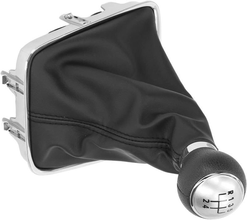 Gear Shift Knob Boot Set, 5 Speed PVC Leather Gear Shifter Lever Gaiter Kit with Ergonomic Design and Durable ABS Construction for Smooth Shifting Experience (Silver Cap) - Image 3