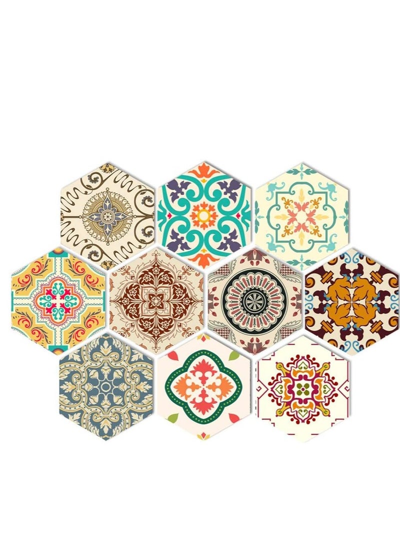 SOLARAE Vinyl Floor Wall Tiles Sticker for Home Decor Hexagon Living Room Kitchen Bathroom Decorative Floors and Kitchens Decals Peel Stick Self- Adhesive 7.87" X 9.05" X 10 Pcs Set - Image 1
