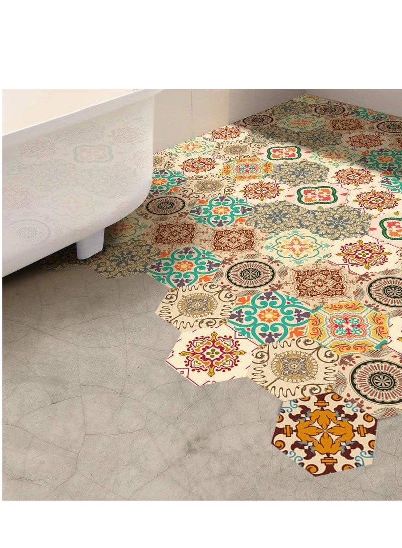 SOLARAE Vinyl Floor Wall Tiles Sticker for Home Decor Hexagon Living Room Kitchen Bathroom Decorative Floors and Kitchens Decals Peel Stick Self- Adhesive 7.87" X 9.05" X 10 Pcs Set - Image 5