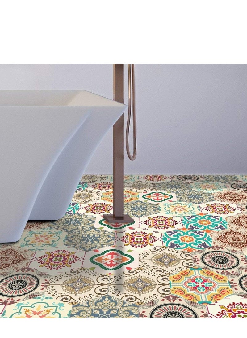 SOLARAE Vinyl Floor Wall Tiles Sticker for Home Decor Hexagon Living Room Kitchen Bathroom Decorative Floors and Kitchens Decals Peel Stick Self- Adhesive 7.87" X 9.05" X 10 Pcs Set - Image 3