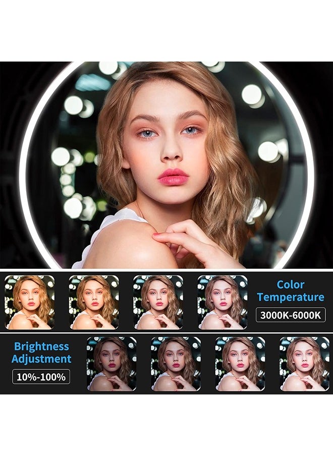 Arabest Eyelash LED Desk Light,20W Half Moon Lamp for Lash Extension with Phone Holder,Lighting for Beauty,Skincare,Lashes,Eyebrows,Tattoo Artists,Filming Content Creation,3 Colors Light Brightness Adjustable(Black) ﻿  - Image 3