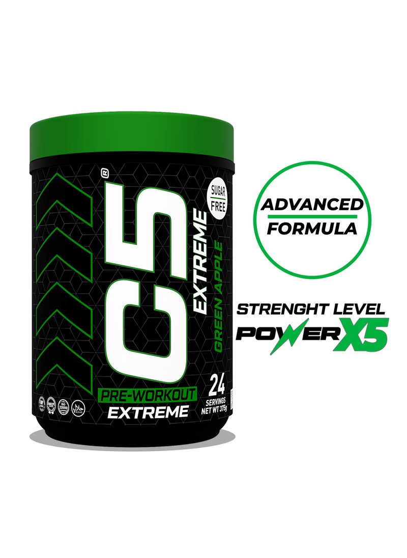 C5 C5 Extreme Pre Workout Powder Green Apple - 24 Servings, Sugar Free, Zero Calories, 200mg High Caffeine - Beta Alanine - Citrulline Malate, High-Performance Pre-Workout Booster Supplement  - Image 2